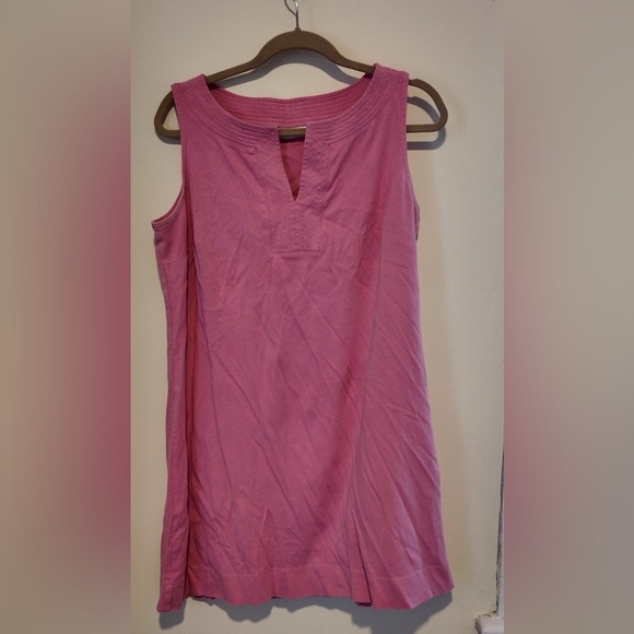New York & Company Pink V-Neck Dress – XL Sleeveless Stretch Barbiecore Cotton - Picture 7 of 13